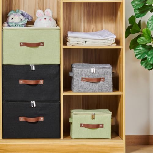 2PCS Storage Bins with Zipper Lids Decorative Lidded Basket Box - Image 5