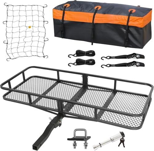 WEIZE Folding Hitch Mount Cargo Carrier 60" x 20" x 6", 500 lbs Capacity Hitch by WEIZE