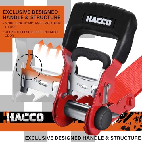 HACCOPLANET 1.6in Heavy Duty Ratchet Tie Down Straps 4PK - Image 2