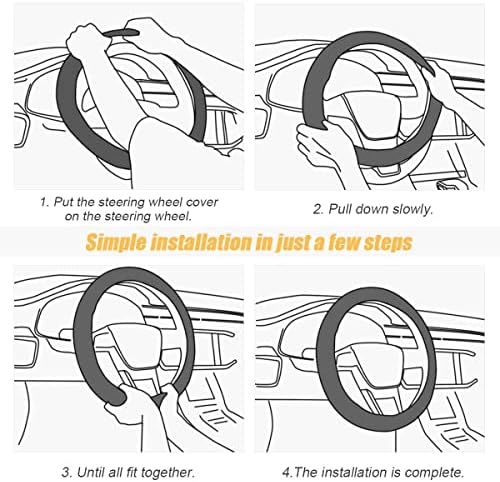 Moly Magnolia 15 Inch Car Steering Wheel Cover, Bright Black - Image 4