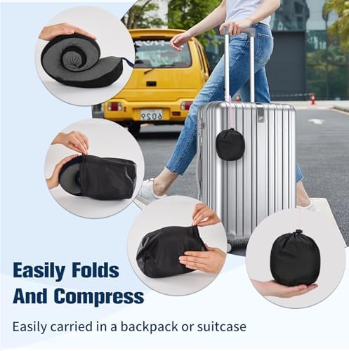 Cirorld Neck Pillow for Traveling, Travel Pillows for Airplanes Pure Black - Image 6