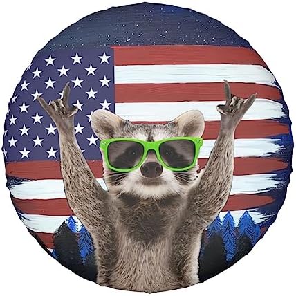 Flag Raccoon Rv Spare Tire Cover Wheel Tire Cover - Image 2