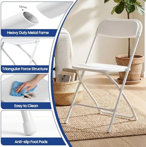8 FT Plastic White Folding Table Set - Image 5