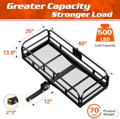 Wildroad 60"x24"x14" Hitch Cargo Carrier, Fits 2" Receiver - Image 3