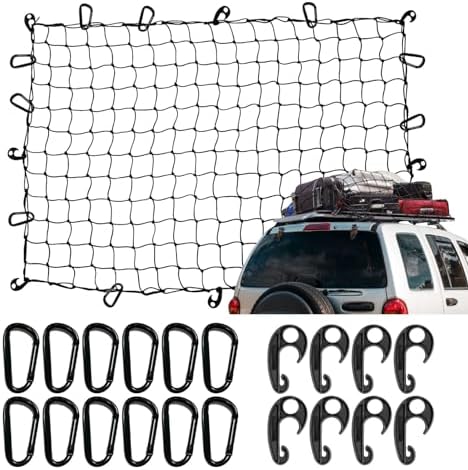 4'x6' Pickup Truck Bed Cargo Net, Heavy Duty Bungee Cargo Net Stretches to 10' by BonsMax
