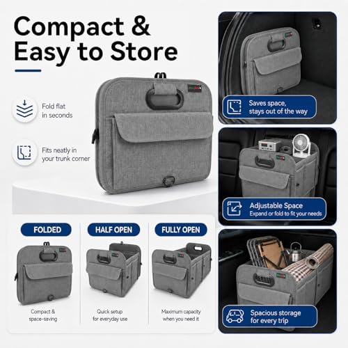 PAT SAM'S Car Trunk Organizer for SUV, Collapsible Storage Box - Image 5