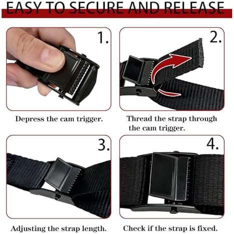 Lashing Straps with Buckles, 1 Inch × 12 Feet, Cargo Tie-Down Strap - Image 5