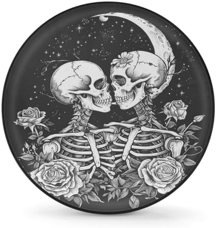 Rv Spare Tire Cover Wheel Halloween Skull Rose Skeletal Tire Covers Wheel by FengQuGou
