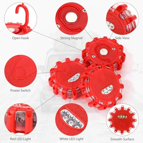 Tallew 12 Pack LED Road Flares Emergency Lights, 9 Flash Modes - Image 3