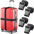 Luggage Straps - Black, 2 Inches Wide, 4 Pack - Adjustable Nylon Belt by MIFFLIN