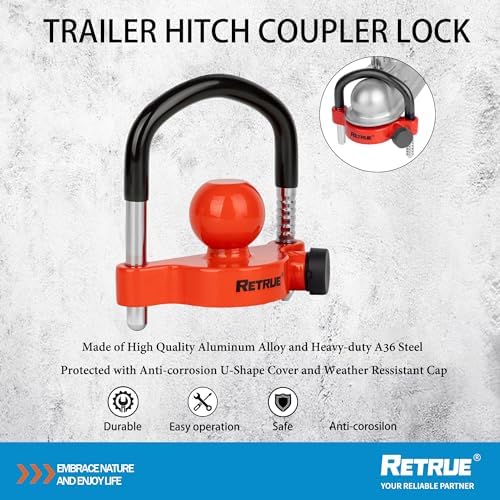 RETRUE Universal Trailer Coupler Hitch Lock, Waterproof Cover & Cap - Image 2
