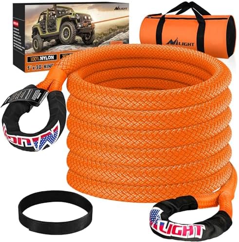 Nilight Kinetic Recovery Rope 33000 LBS 1" x 30ft Snatch Strap Heavy Duty by Nilight