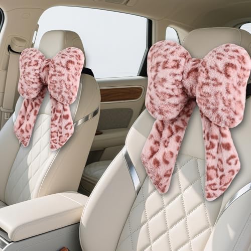 2 Pack Bow Car Headrest Pillow Comfortable Soft Plush Head Rest Cushion by iHUFeather
