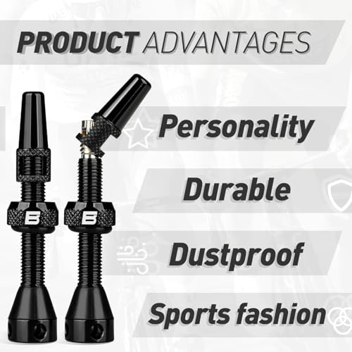 BWSHLF Tubeless Presta Valve Stem 40/44/55/60/65/80/100 mm, Super Light Alloy - Image 2