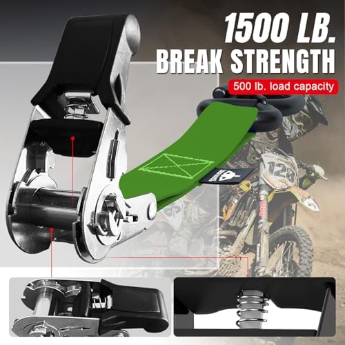 Jack Boss Ratchet Tie Down Straps Set, 1500 lbs Break Strength, Fits - Image 2