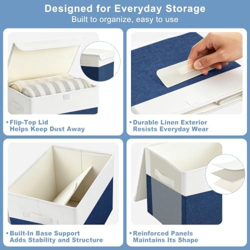 Bagnizer Large 22 Quart Linen Fabric Foldable Storage Bin Cube Organizer Basket - Image 6