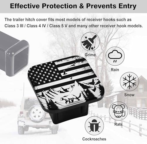 Swono Truck Tow Hitch Cover Lonely Bear in the Mountains 2 Inch Rubber Tow - Image 3