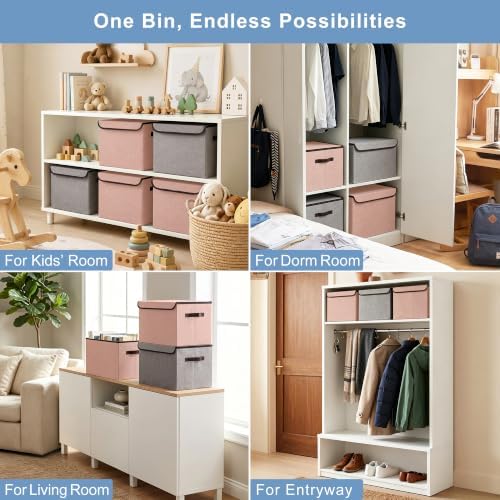 Bagnizer Linen Fabric Foldable Storage Cube Bin Organizer Basket - Image 4