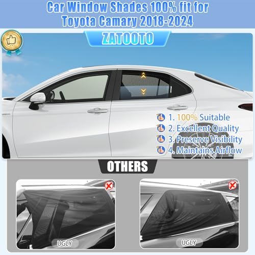 ZATOOTO Side Window Sunshades for Camry 2018-2024, Blocks 99% UV Ray - Image 2