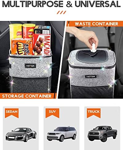 HOTOR Car Trash Can, Leakproof Car Organizer, Sparkle White - Image 6