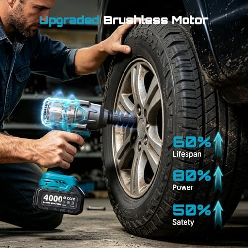 Seesii 1000N.m Cordless Impact Wrench High Torque, 1/2" Brushless Impact Gun - Image 3
