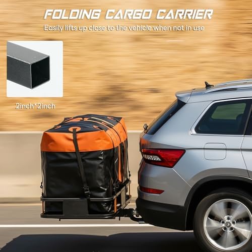 Folding Hitch Mount Cargo Carrier, 60.1" x 20" x 6" Steel Rack - Image 6