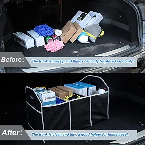 8sanlione Car Trunk Organizer, 3 Compartments, Foldable Storage Bag - Image 6