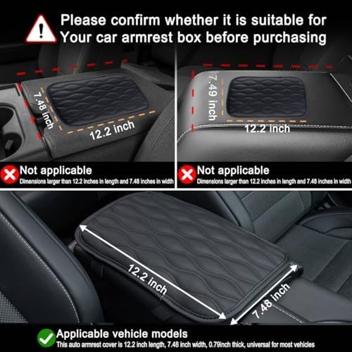 Amiss Car Center Console Cover, Upgraded Leather Car Armrest Cushion, Universal - Image 5