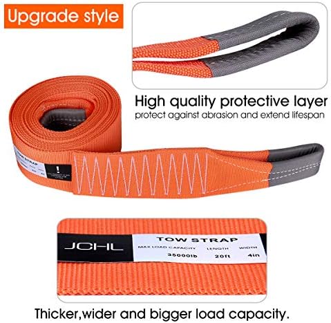 Recovery Tow Strap Heavy Duty Draw String 4" x20ft 35000LBS Rated Capacity Off - Image 2