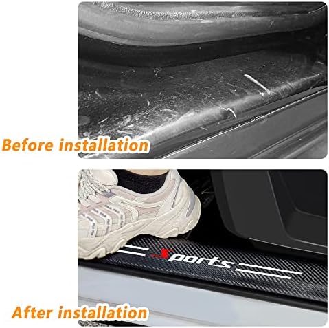 4Pcs Car Door Sill Protector, Sport Carbon Fiber Threshold Anti-Scratch Sticker - Image 7