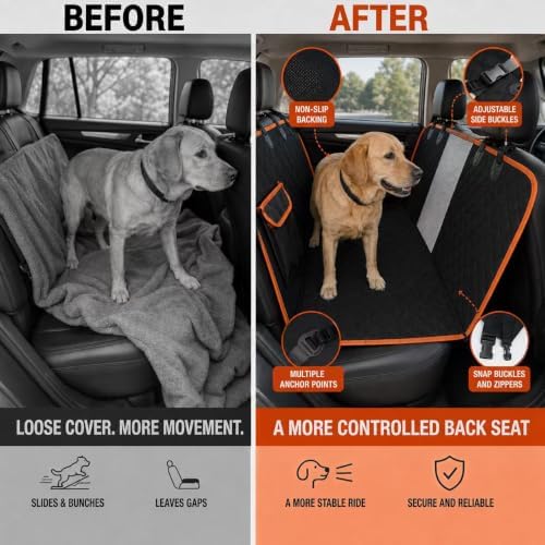 Dog Car Seat Cover for Back Seat, 600D Waterproof Hammock for Cars and SUVs - Image 7