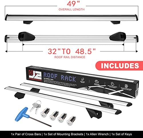 J2 Engineering J2-RR-120-WH Pair of 49" Aluminum Roof Rack Cross Bars Cargo - Image 2