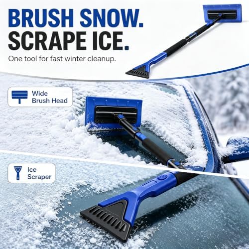48" Snow Brush and Ice Scraper for Car, EVA Foam Head Snow Remover - Image 7