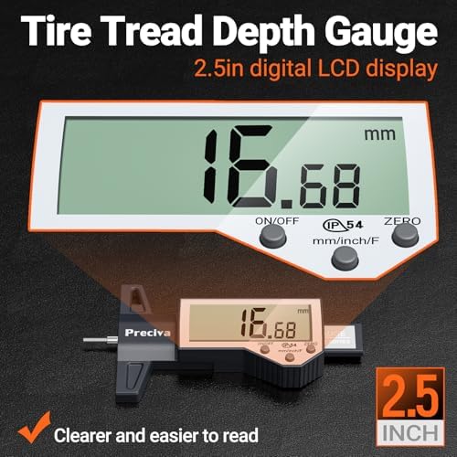 Preciva Tire Tread Depth Gauge & Brake Lining Gauge Set, Digital Tire Depth - Image 2