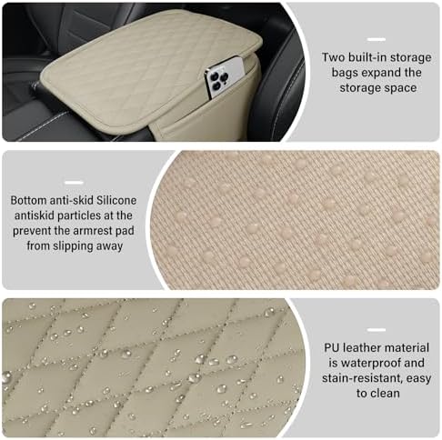 Amiss Car Center Console Cover, Leather Car Armrest Cushion - Image 3