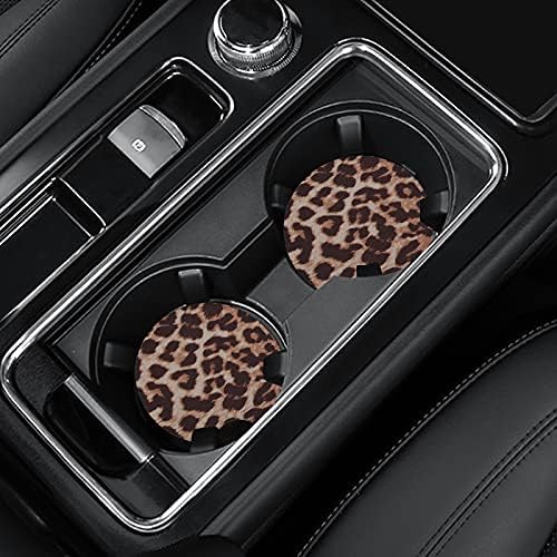 4 Pack Car Coasters, 2.75inch Leopard Print Cup Holder Coasters by Joyberg