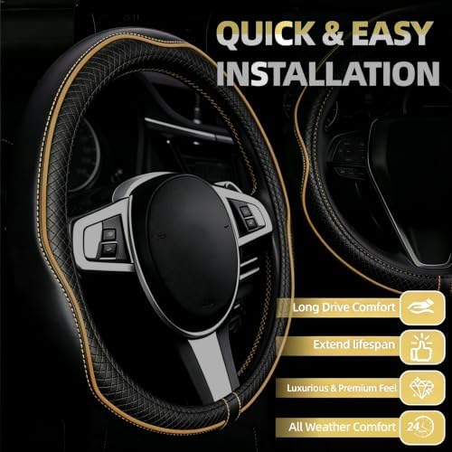 NBTEPEM 6 PCS Car Steering Wheel Cover Set, Microfiber Leather Steering Wheel - Image 2