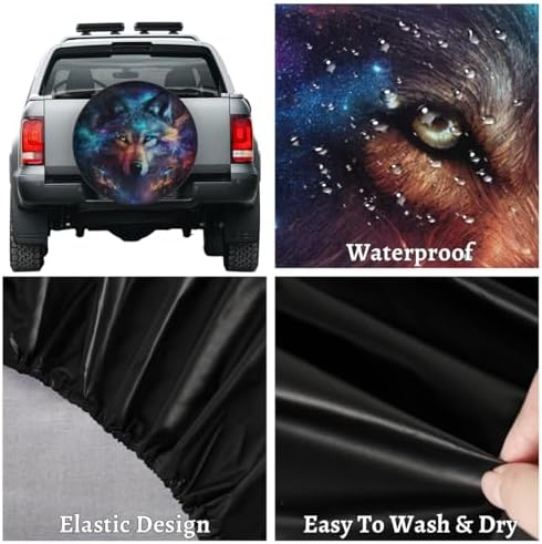 Rv Spare Tire Cover Wheel Cool Galaxy Animal Wolf Tire Covers Wheel Protectors - Image 4