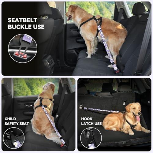Pawaboo 2Pack Dog Car Seatbelt, 3-in-1 Dog Tether - Image 4
