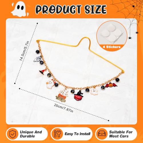 Rislobx Cute Ghost Pumpkin Car Charm, Halloween Mirror Hanging Ornament - Image 3