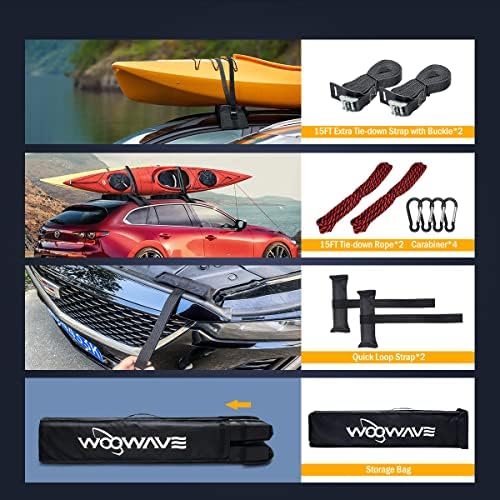 WOOWAVE Premium Kayak Roof Rack Pads Universal Soft Car Roof Rack Carrier - Image 5