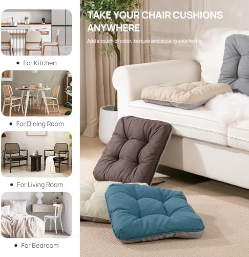 Love's cabin Memory Foam Chair Cushions Set of 4, 15.5 Inch, Light Blue - Image 6