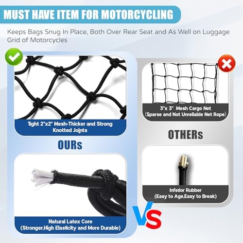 2 Pack 15"X15" Motorcycle Cargo Net Stretches to 30"x30", Total 20 Hooks - Image 4