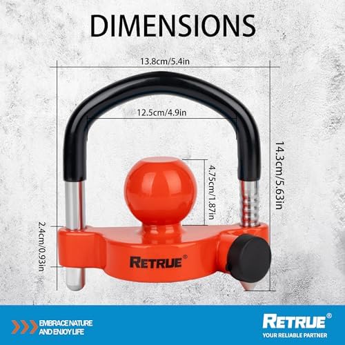 RETRUE Universal Trailer Coupler Hitch Lock, Waterproof Cover & Cap - Image 5