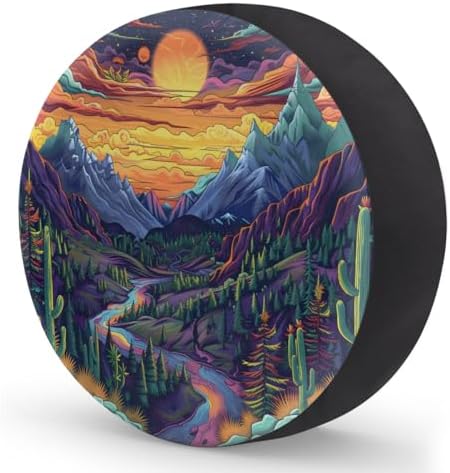 Rv Spare Tire Cover Wheel Mountain Colorful Moon Tire Covers Wheel Protectors - Image 2