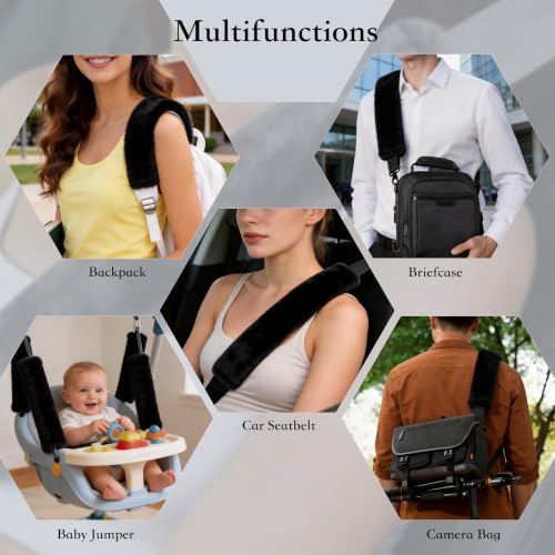 Amooca 15.7in Extra Long Furry Universal Car Seatbelt Cover Shoulder Pad - Image 5