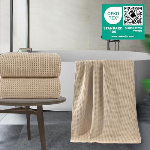 POLYTE 430 GSM Poly Blend Microfiber Waffle Bath Sheet XL Set, 35x70 in - Image 3