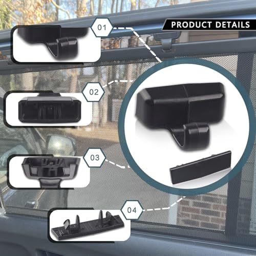 Rear Sun Shade Hook Clip with Cover Kit Black Compatible with Honda Pilot - Image 4