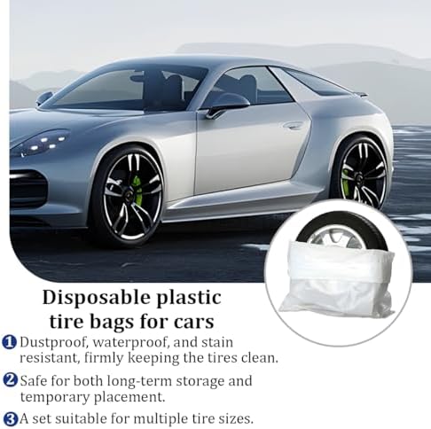 Norkmdi Car Tire Storage Bag, Polyethylene LDPE Plastic Auto Tyre Storage Cover - Image 5