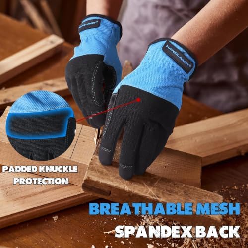 HANDLANDY Work Gloves for Men & Women, Utility Mechanic Working Gloves Touch - Image 3